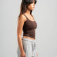 BROWN WIDE NECK TANK TOP