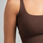 BROWN WIDE NECK TANK TOP