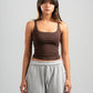 BROWN WIDE NECK TANK TOP