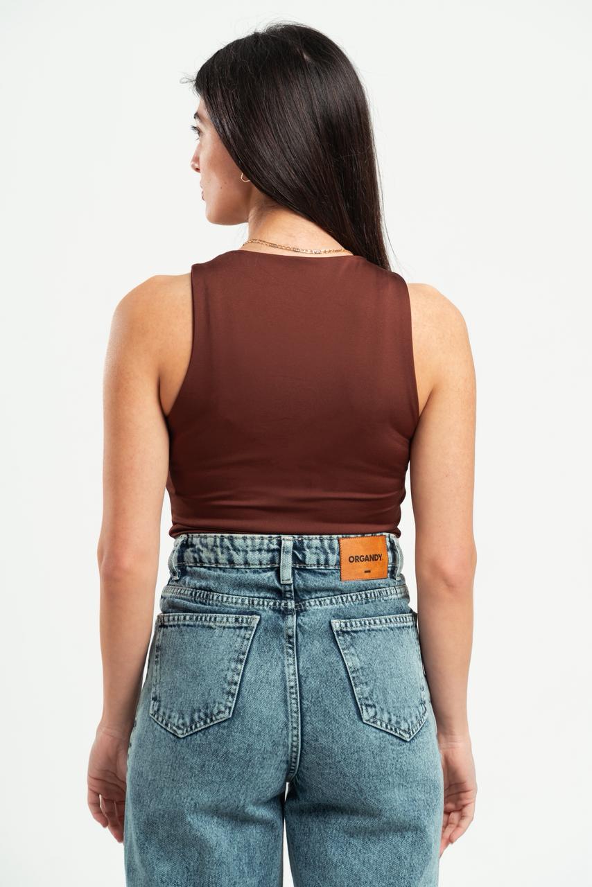 DARK BROWN SLEEVELESS TOP