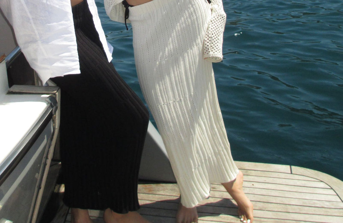 CREAM EVERYDAY LONG KNIT SKIRT