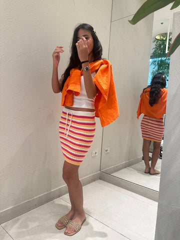 STRIPED KNIT SKIRT