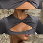 DARK GREY FRONT TWIST CUT-OUT TOP