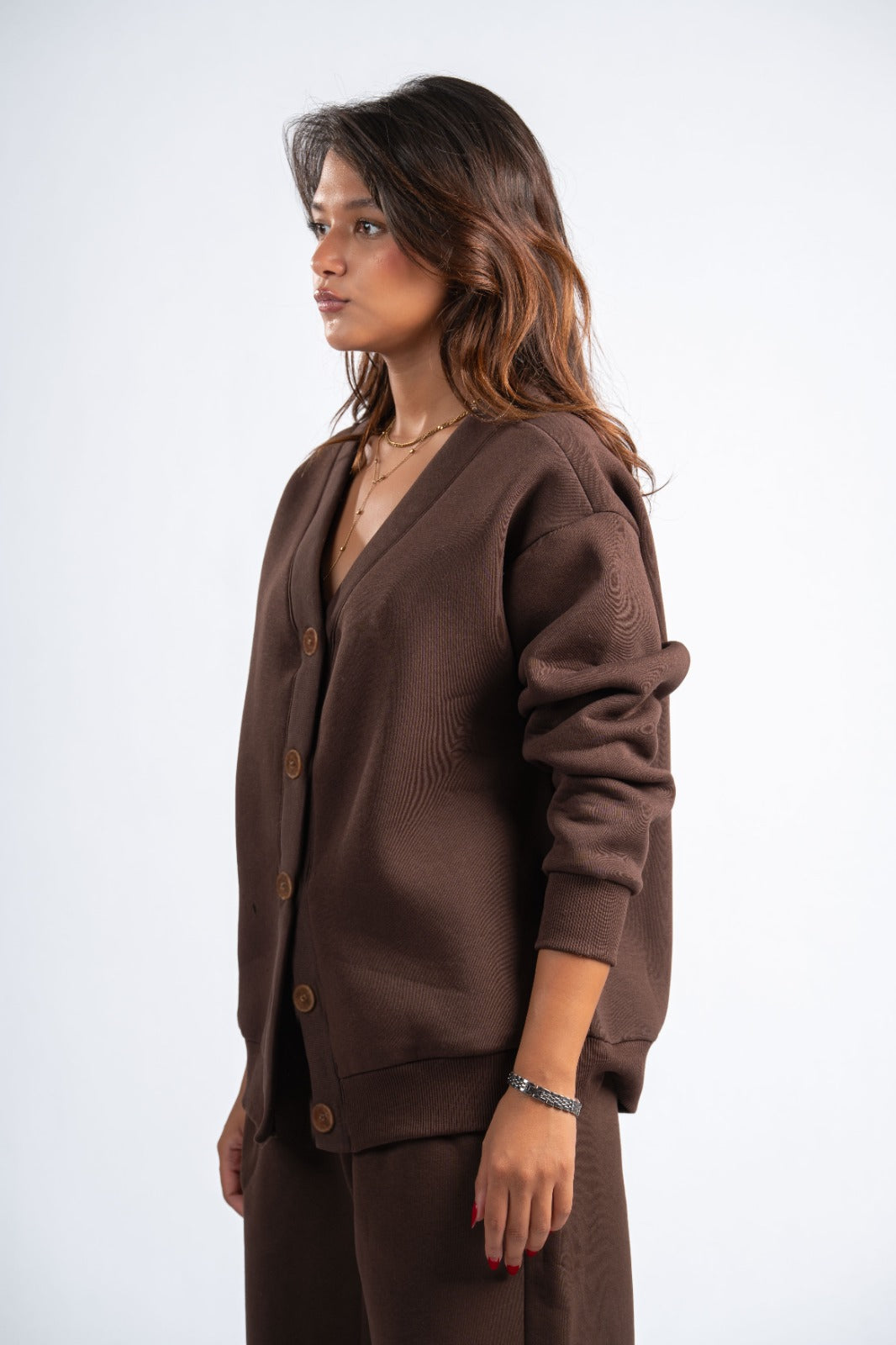 DARK BROWN BUTTON UP CARDIGAN