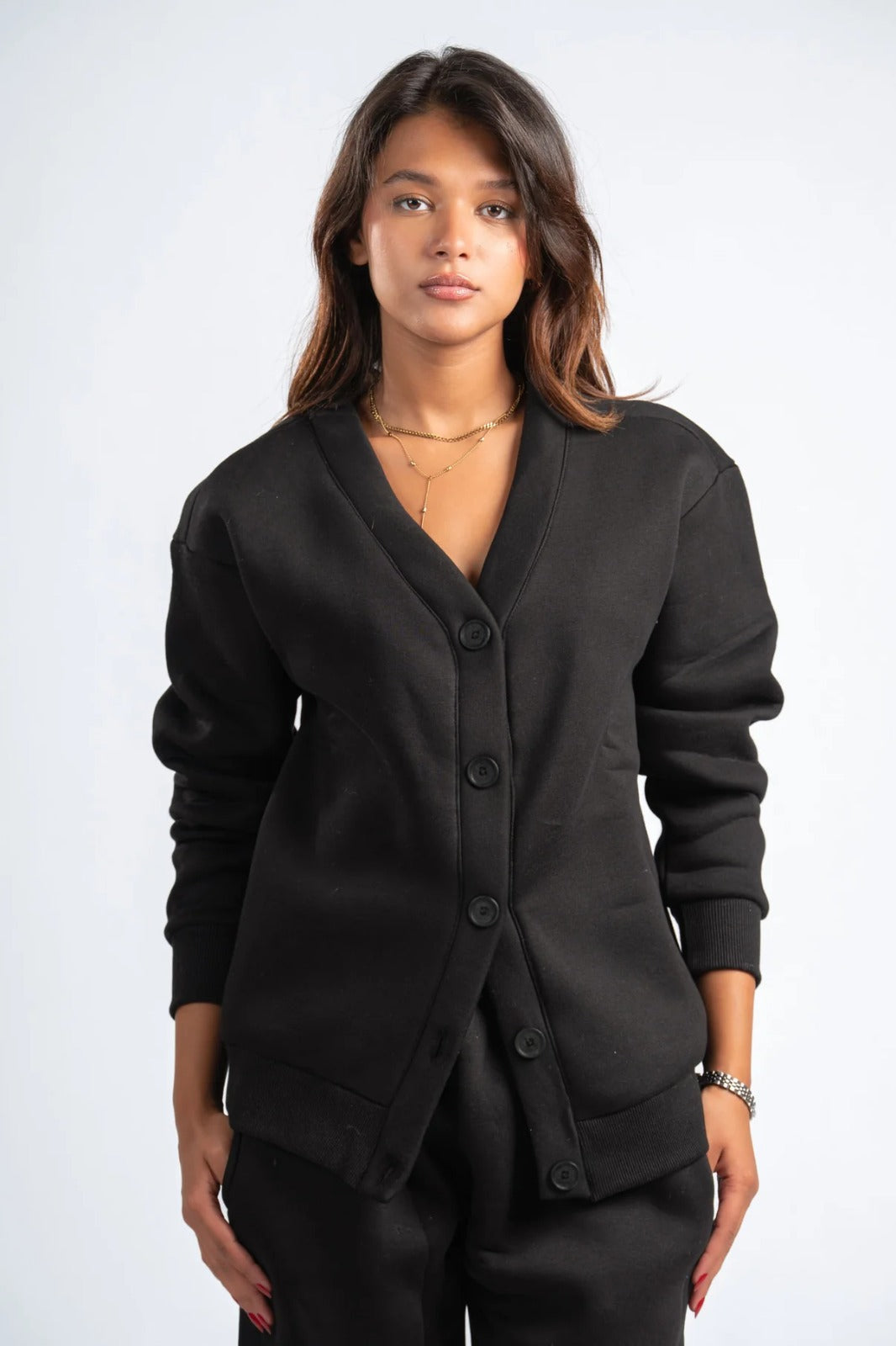 BLACK BUTTON UP CARDIGAN