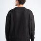 Person wearing a black sweater on a white background