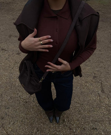 BROWN WAISTLINE CARDIGAN