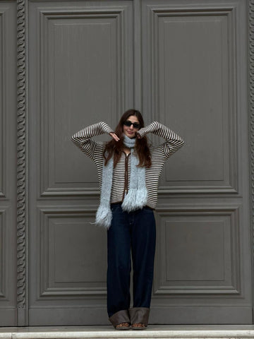 BROWN STRIPE ZIP EDIT