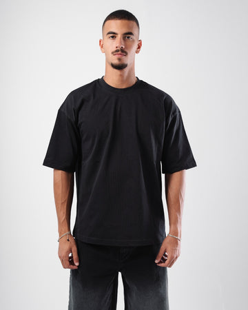 BLACK ORGANDY BOXY-TEE