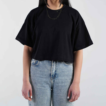 BLACK CROP-TOP T-SHIRT