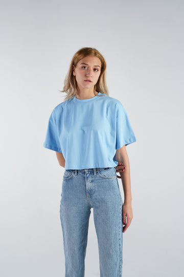 SKY BLUE CROP-TOP T-SHIRT