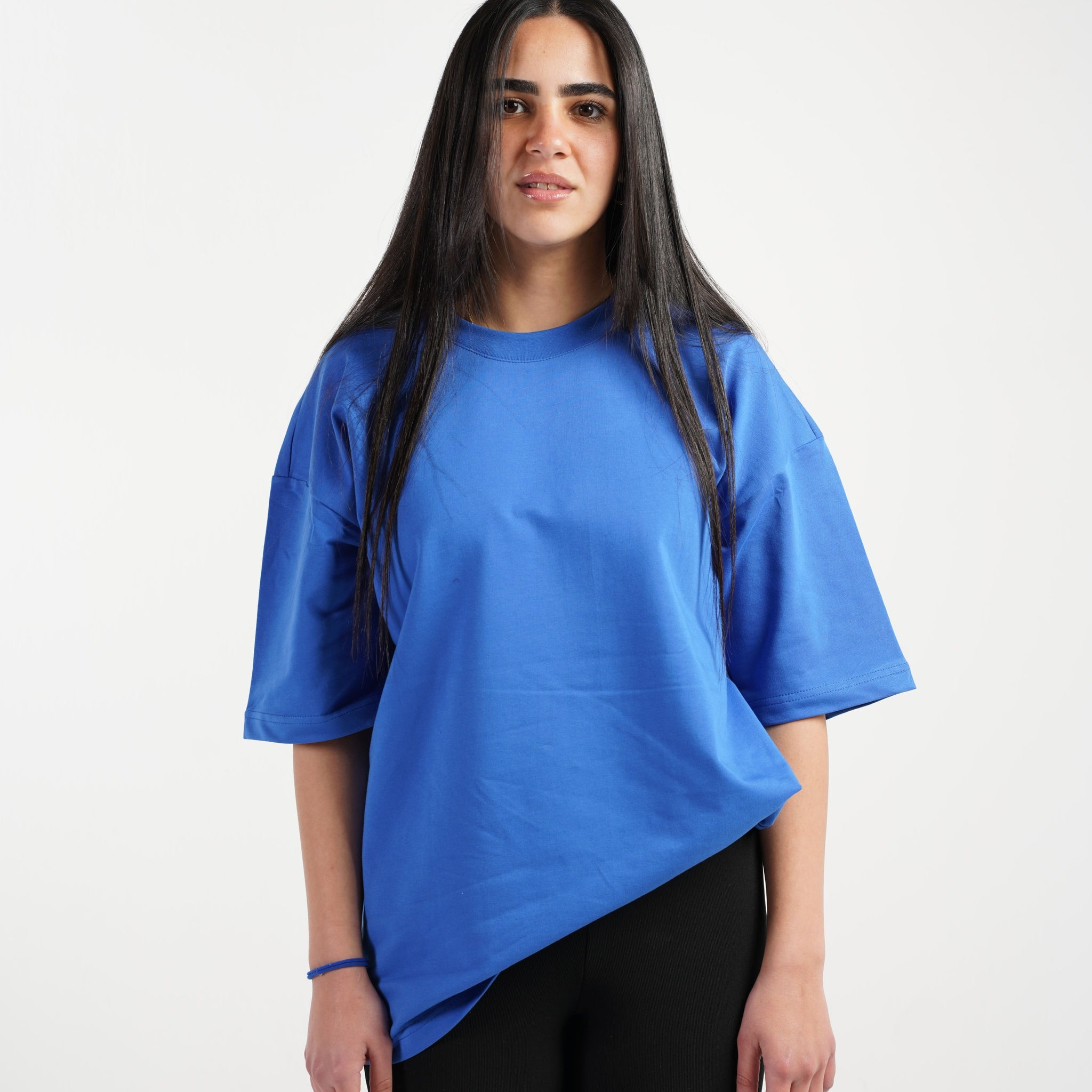 ELECTRIC BLUE SUMMER MELTON OVER-SIZED T-SHIRT