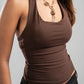 DARK BROWN HALTER NECK BASIC TOP