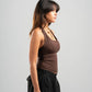 DARK BROWN HALTER NECK BASIC TOP