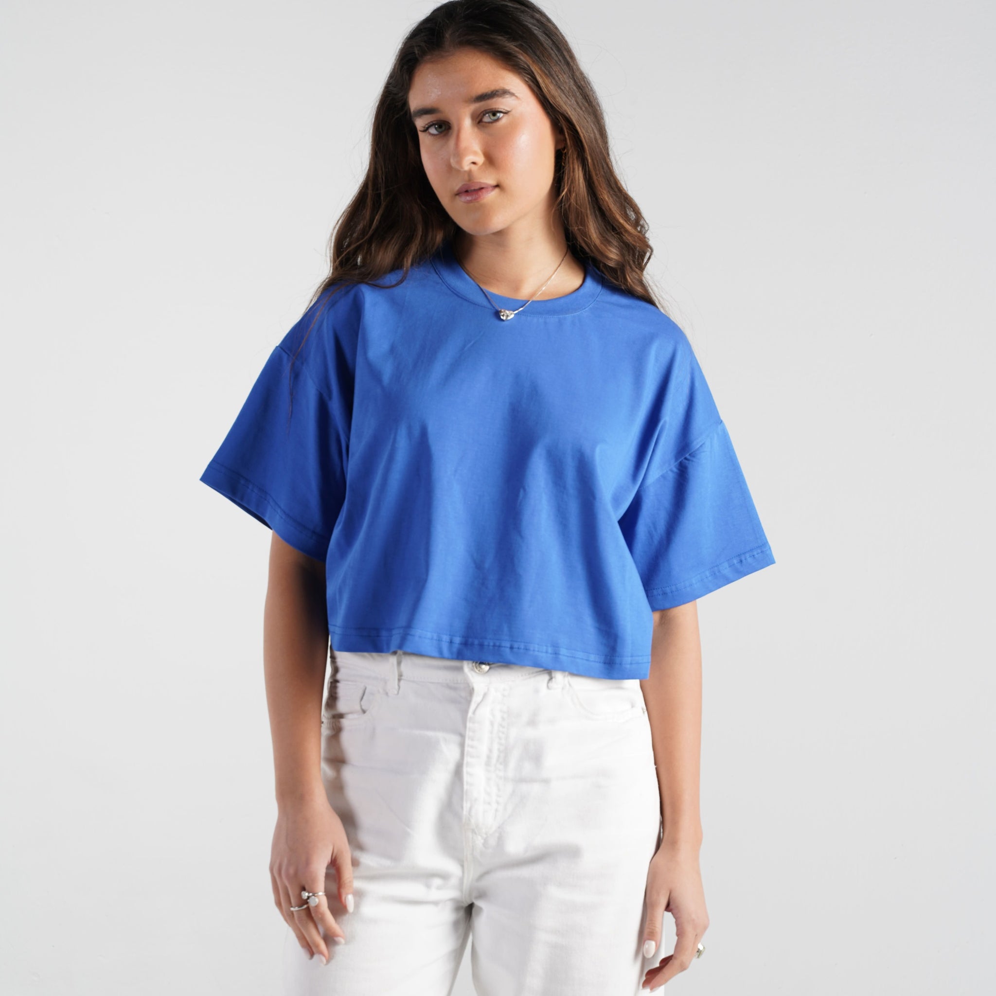 BLUE CROP-TOP T-SHIRT