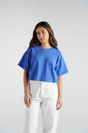 BLUE CROP-TOP T-SHIRT