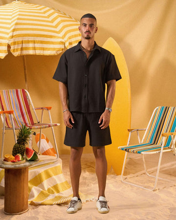 BLACK RIDGED SHORT