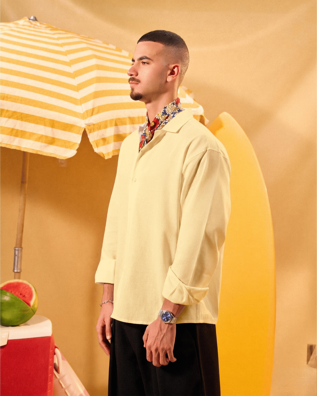 BUTTERMILK YELLOW LINEN BOXY SHIRT