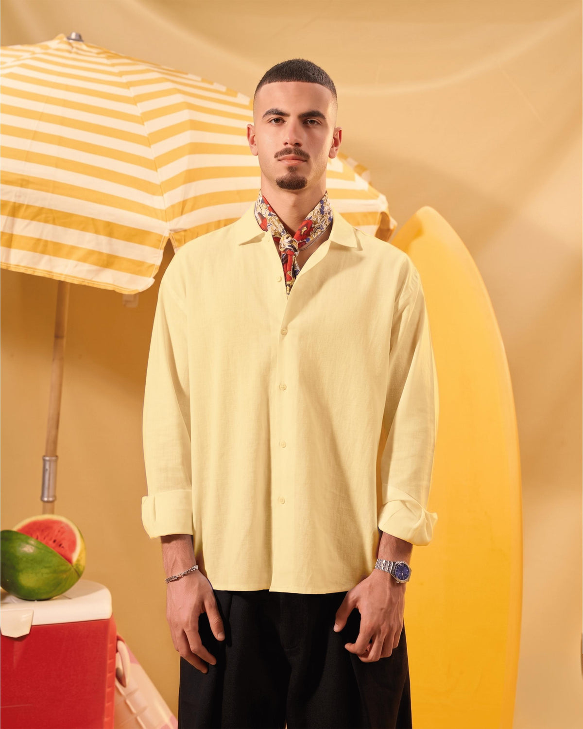 BUTTERMILK YELLOW LINEN BOXY SHIRT