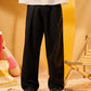 BLACK PLEATED LINEN PANTS