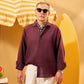 BURGUNDY LINEN BOXY SHIRT