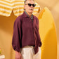 BURGUNDY LINEN BOXY SHIRT