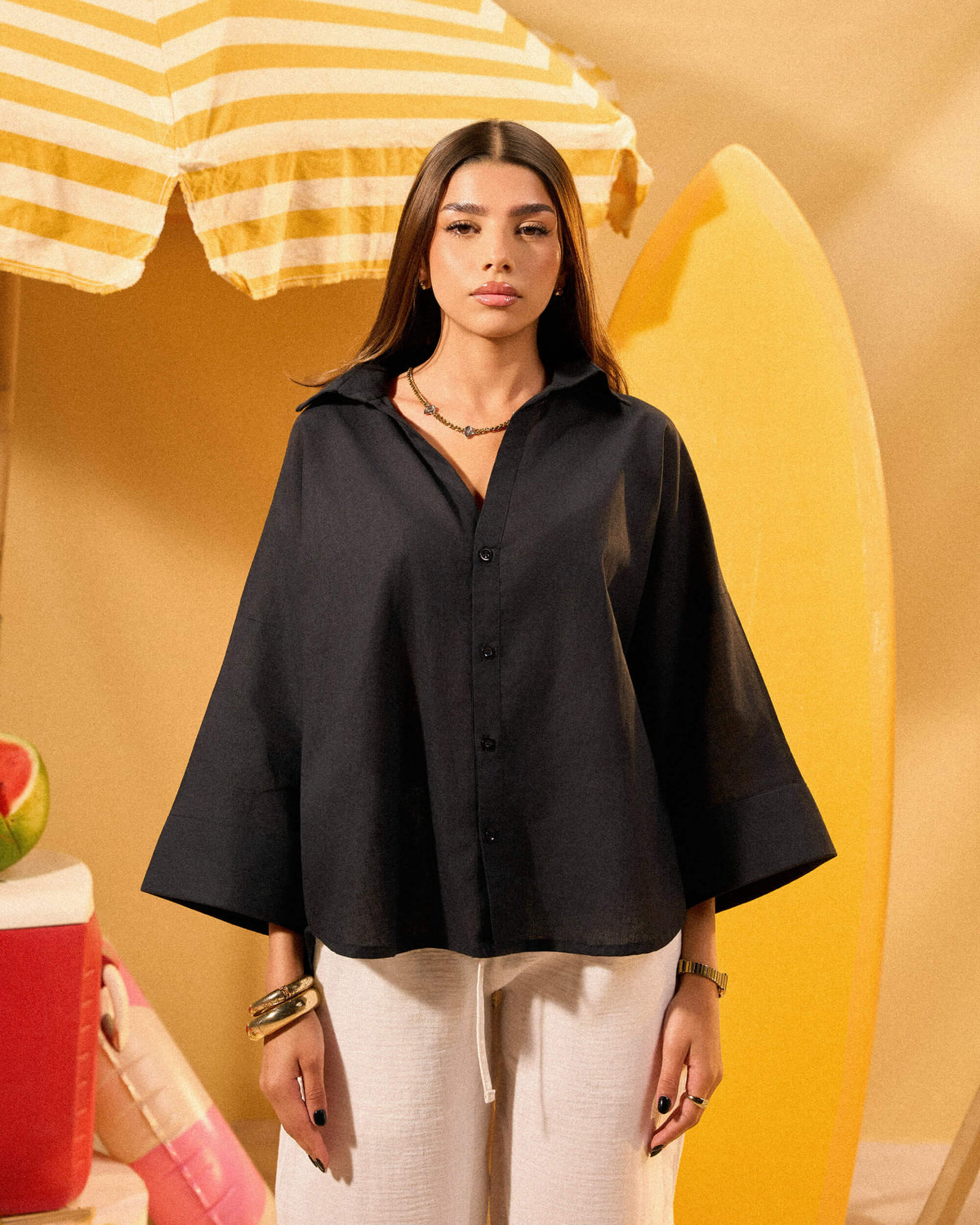 BLACK RELAXED LINEN SHIRT
