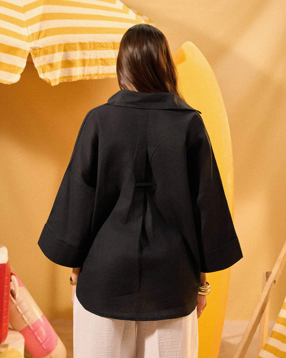 BLACK RELAXED LINEN SHIRT