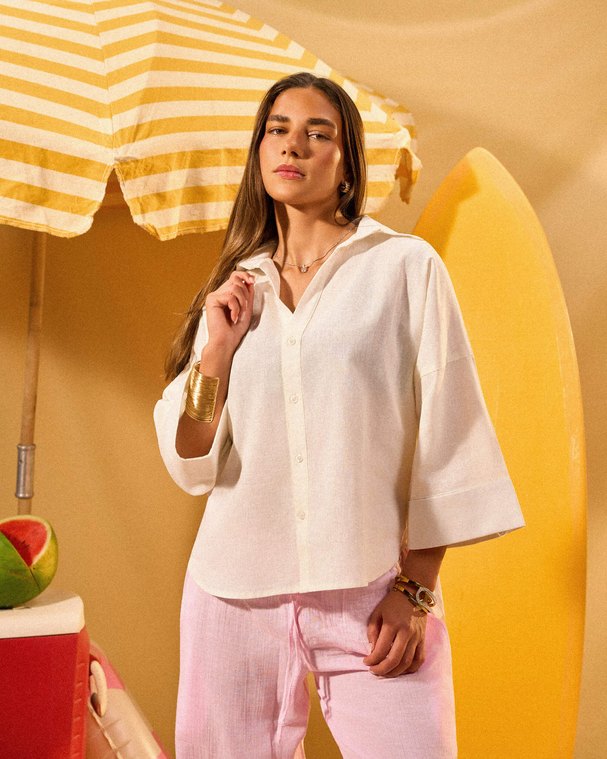 OFF-WHITE RELAXED LINEN SHIRT