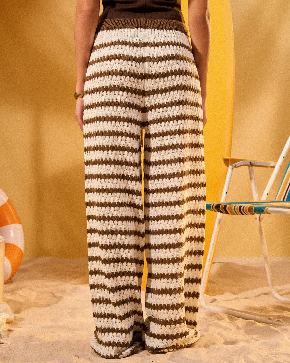 OFFWHITE X BROWN STRIPED KNITTED PANTS