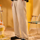 BEIGE PLEATED LINEN PANTS