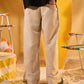 BEIGE PLEATED LINEN PANTS