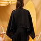 BLACK WOMEN'S STUDDED LINEN PONCHO