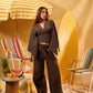 DARK BROWN WOMEN'S CLASSIC LINEN PANTS