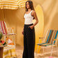 BLACK WOMEN'S WIDE LEG STUDDED SWEATPANTS