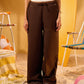 BROWN WOMEN'S WIDE LEG STUDDED SWEATPANTS