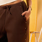BROWN WOMEN'S WIDE LEG STUDDED SWEATPANTS