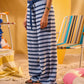 NAVY X SKY-BLUE STRIPED KNITTED PANTS