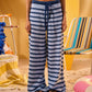 NAVY X SKY-BLUE STRIPED KNITTED PANTS