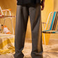 DARK GREY TAILORED PLEATED TROUSERS