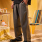 DARK GREY TAILORED PLEATED TROUSERS