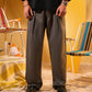 DARK GREY TAILORED PLEATED TROUSERS