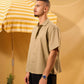 DARK BEIGE SHORT SLEEVE LINEN SHIRT