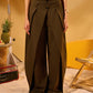 DARK BROWN DOUBLE BUTTON PLEATED PANTS