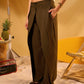 DARK BROWN DOUBLE BUTTON PLEATED PANTS