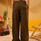 DARK BROWN DOUBLE BUTTON PLEATED PANTS