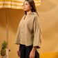 DARK BEIGE RELAXED LINEN SHIRT