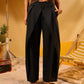 BLACK DOUBLE BUTTON PLEATED PANTS