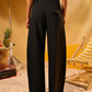 BLACK DOUBLE BUTTON PLEATED PANTS