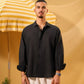 BLACK LINEN BOXY SHIRT